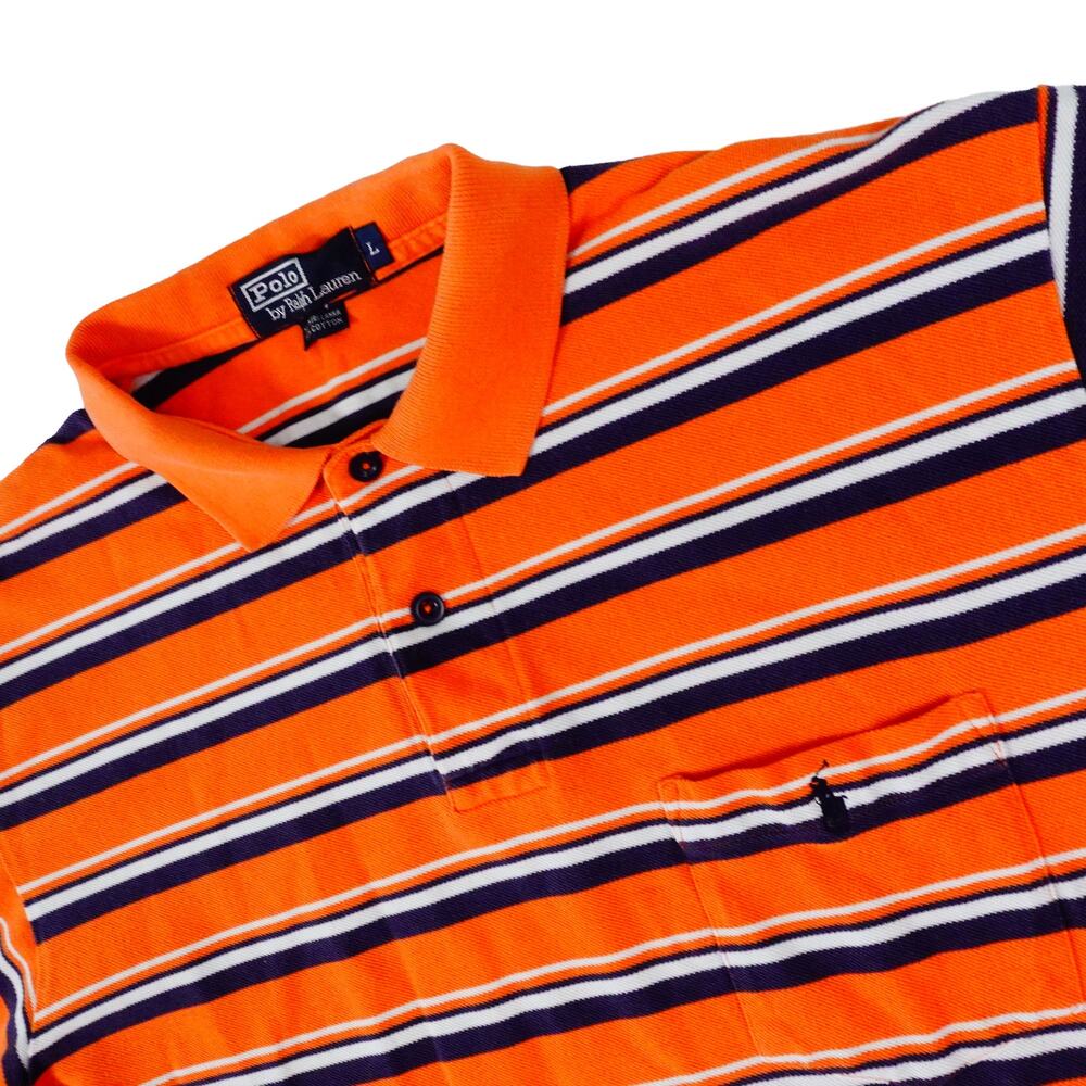 Ralph Lauren Y2K 90s Vintage Striped Streetwear Golf Polo Shirt Men's Large